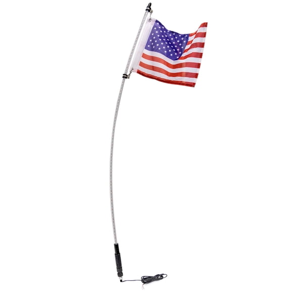 Krator 5ft Multi-Color LED Whip Light with Remote Control and American USA Flag - LED Antenna Whip Light Compatible with Sand Dune Buggy, ATV, UTV, RZR, Jeep, Trucks, and Other Off-Road Vehicles