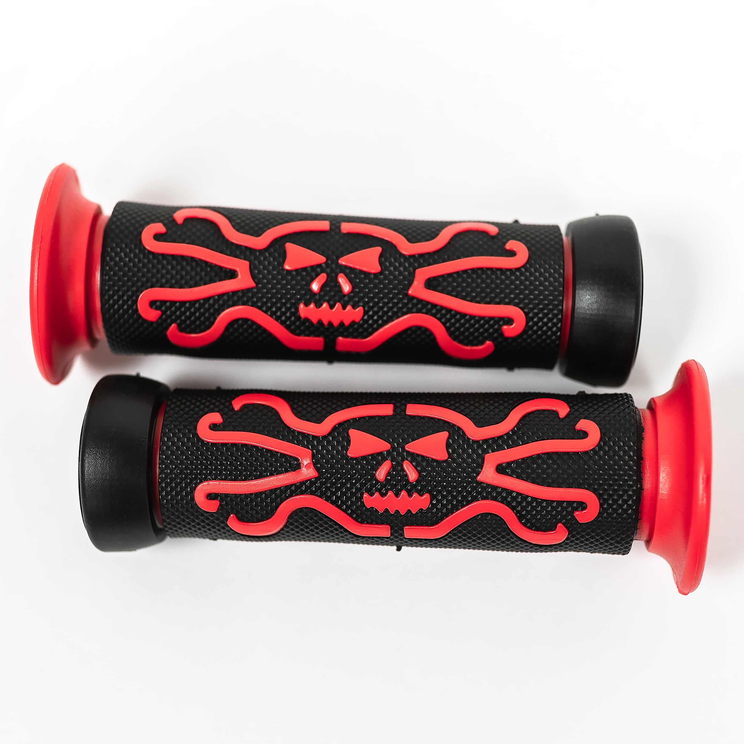Krator ATV / PWC Skull Hand Grips Cross Bones Red Rubber