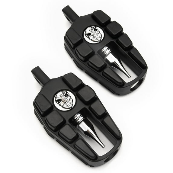 Krator Adjustable Highway Foot Pegs Skull Footrest Compatible with Harley Davidson XL1200CX Roadster 2016-2020, 1 Pair, Black
