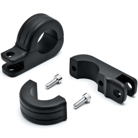 Krator Black 1-1/4" Engine Guard Tube Bar Footpeg Clamps Compatible with Harley Davidson Low Rider FXDS CONV 1990-1993