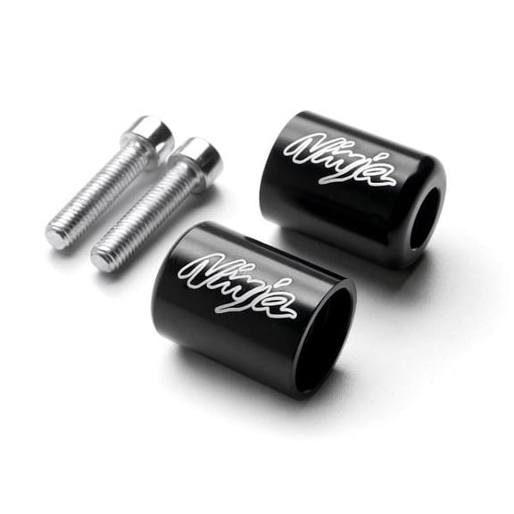 Krator Black Bar Ends Logo Hand Grips Handlebar End Caps Compatible with 1989-1995 Kawasaki ZX7 Ninja