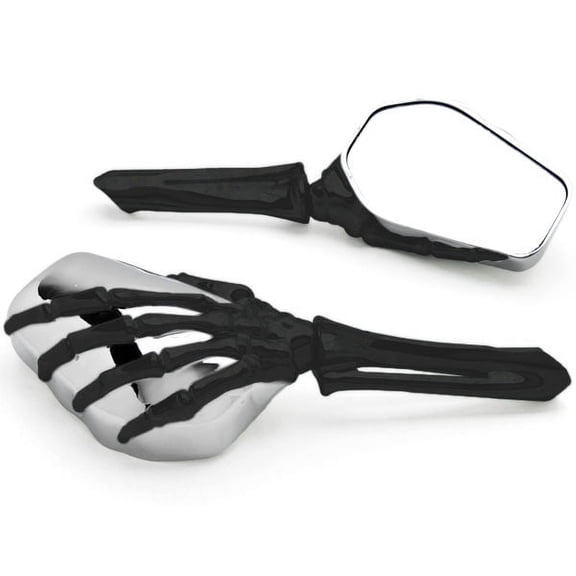 Krator Black/Chrome Skeleton Hand Motorcycle Mirrors Compatible with Kawasaki ZZR 600 1200 ZZR600 ZZR1200