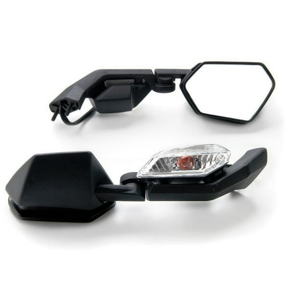 Krator Black Motorcycle Mirrors Turn Signals Left & Right Compatible with 2008-2009 Kawasaki Ninja ZX10R