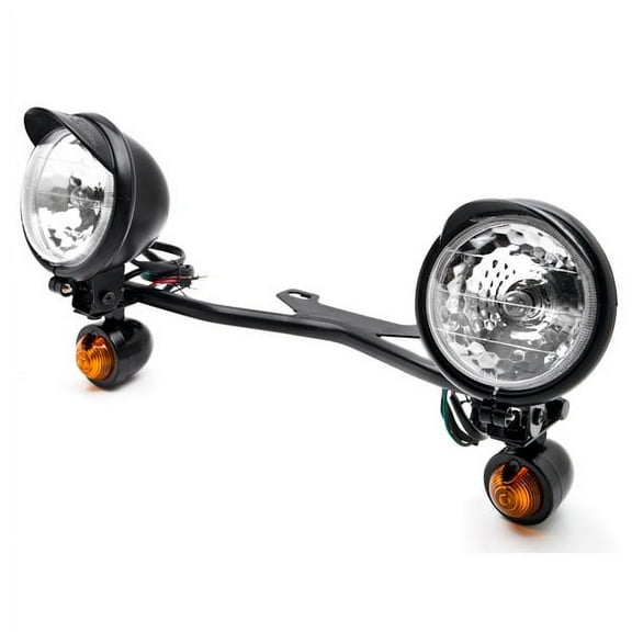 Krator Black Motorcycle Passing Light Bar & Turn Signals Compatible with Honda VTX 1300 C R S RETRO (Bracket Modification Required)