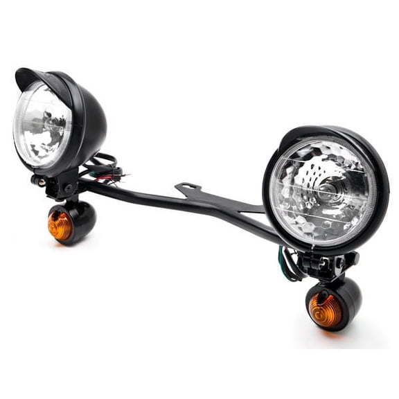 Krator Black Motorcycle Passing Light Bar & Turn Signals Compatible with Kawasaki VN Vulcan Classic Drifter 800 (Bracket Modification Required)