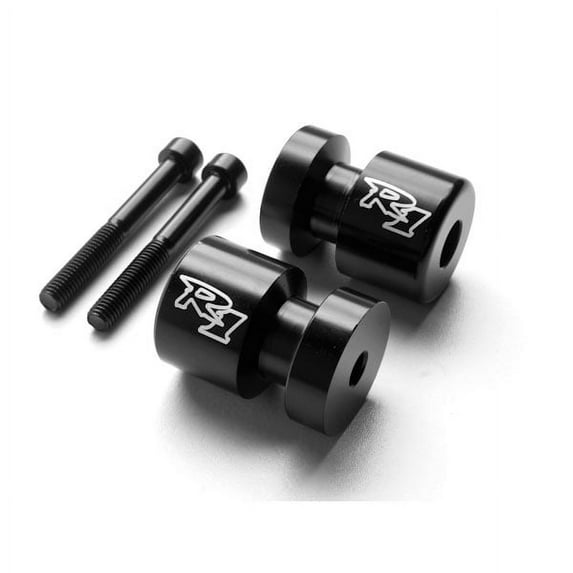 Krator Black "R1" Engraved Swingarm Spools Sliders - Compatible with Yamaha R1 R6S R6 FZ1 FZ6 VMAX XV250 and More! (1998-2015)