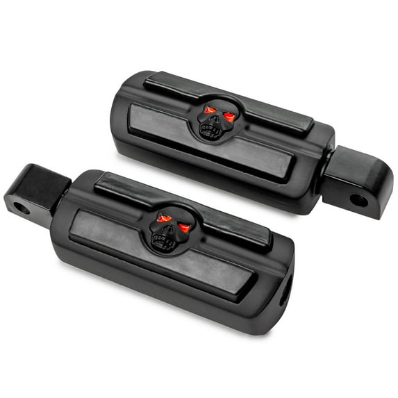 Krator Black Skull Foot Pegs Compatible with Honda 750 Shadow A.C.E./Aero/Spirit/Phantom/RS 2000-2018 (Front Only)
