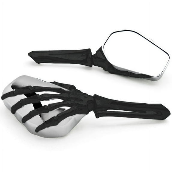 Krator Black and Chrome Skeleton Hand Mirrors Universal Motorcycle Cruiser M8 M10 H-D Black/Chrome Skeleton Hand Motorcycle Mirrors