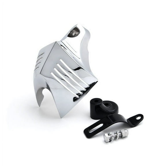 Krator Chrome Big Twin Horn Cover Stock Cowbell Horns Compatible with Harley-Davidson Male Style Footpeg Mount