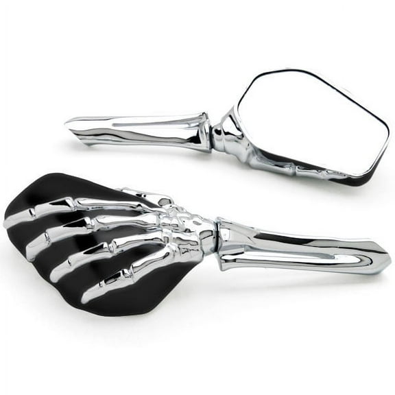 Krator Chrome/Black Skeleton Hand Motorcycle Mirrors Compatible with Honda NT 650 700 700V Hawk GT