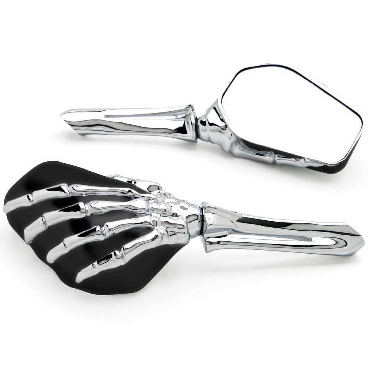 Krator Chrome/Black Skeleton Hand Motorcycle Mirrors Compatible with Suzuki GN 125 250 400 650