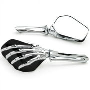 Krator Chrome/Black Skeleton Hand Motorcycle Mirrors Compatible with Triumph Speedmaster Speed Master