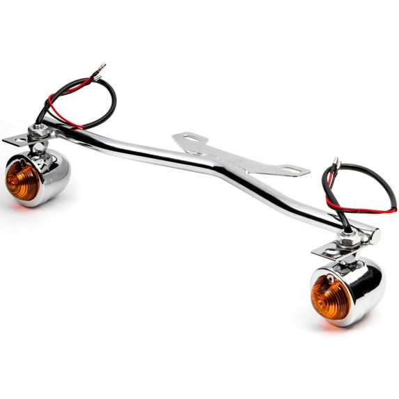 Krator Chrome Driving Passing Lamp Spot Light Bar Bracket with Turn Signals Motorcycle Compatible with Kawasaki Vulcan Classic Custom 900