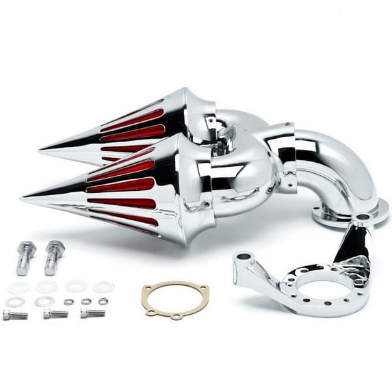 Krator Chrome Dual Spike Intake Air Cleaner Filter Kit Compatible with Harley CV Carb Delphi V-Twin