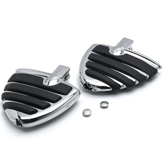 Krator Chrome Motorcycle Wing Foot Pegs Footrests L+R Compatible with Kawasaki Vulcan 800 Classic 1996-2005 Rear