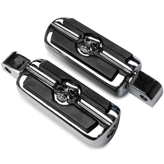 Krator Chrome Skull Foot Pegs Compatible with Triumph Rocket III - 2004-2017 (Rear Only)