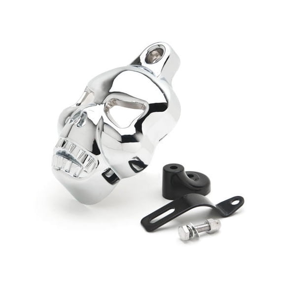 Krator Chrome Skull Head Horn Cover Stock Cowbell Horns Compatible with Harley Davidson Dyna Glide Low Rider