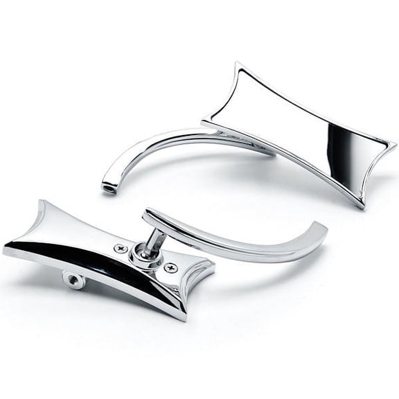 Krator Chrome Twisted Motorcycle Mirrors Bolt Adapters Compatible with Harley Davidson Dyna Glide Wide Glide FXDWG FXWG