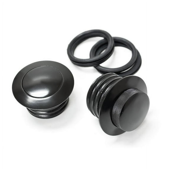 Krator Dual Black Pop Up Gas Cap Vented Flush Fuel Tank Compatible with 1982-1992 Harley Davidson FXRS Low Glide