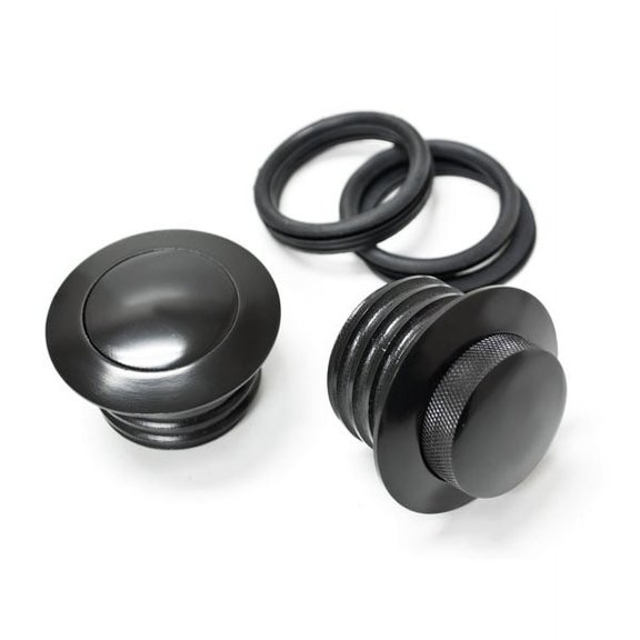 Krator Dual Black Pop Up Gas Cap Vented Flush Fuel Tank Compatible with 2004-2005 Harley Davidson VRSCB V-Rod