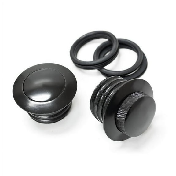 Krator Dual Black Pop Up Gas Cap Vented Flush Fuel Tank Compatible with 2004-2006 Harley Davidson FXDLI Dyna Low Rider