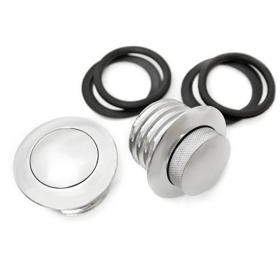 Krator Dual Chrome Pop Up Flush Gas Cap Vented Compatible with Harley Davidson Fueltank Fuel Cap Left & Right (1982-2010)