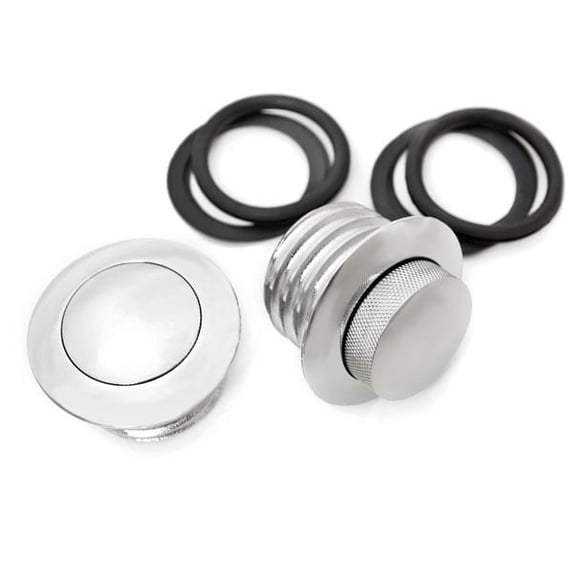 Krator Dual Chrome Pop Up Flush Gas Cap Vented Fuel Tank Compatible with 2001-2006 Harley Davidson FXSTBI Night Train