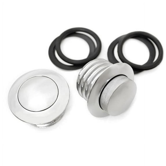 Krator Dual Chrome Pop Up Flush Gas Cap Vented Fuel Tank Compatible with 2004-2006 Harley Davidson FXDWGI Dyna Wide Glide