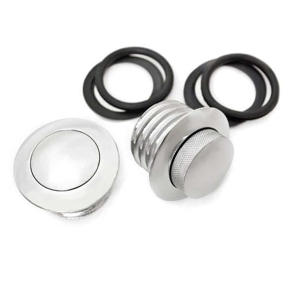 Krator Dual Chrome Pop Up Flush Gas Cap Vented Fuel Tank Compatible with 2004-2006 Harley Davidson FXDWGI Dyna Wide Glide