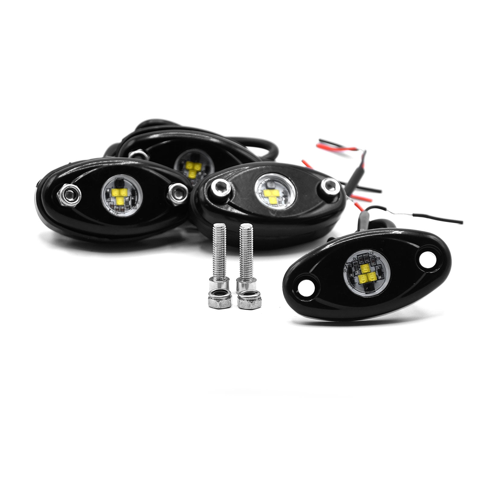Krator LED Neon Underbody Glow Rock Lights- 4 Pods, Blue, IP67 Waterproof, Aluminum Housing- For Cars, ATVs, Boats, UTVs, Motorcycles, Domes, Trucks, etc.