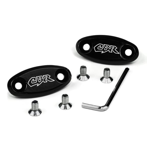 Krator Mirror Block Off Base Plates Logo Engraved Black Compatible with 2003-2011 Honda CBR 600 RR / CBR600RR