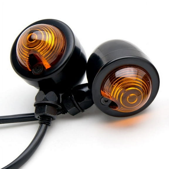 Krator Motorcycle 2 pcs Black Amber Turn Signals Lights Compatible with Honda VTX 1300 C R S RETRO