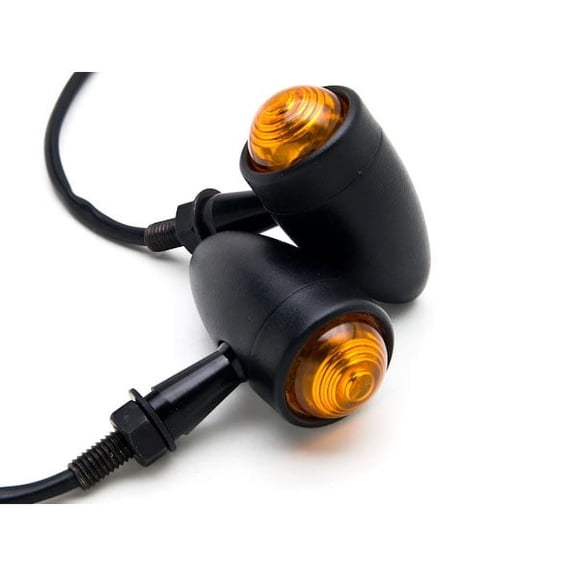 Krator Motorcycle 2 pcs Black Amber Turn Signals Lights Compatible with Kawasaki Mach 500 750 KH S3 Trial Boss