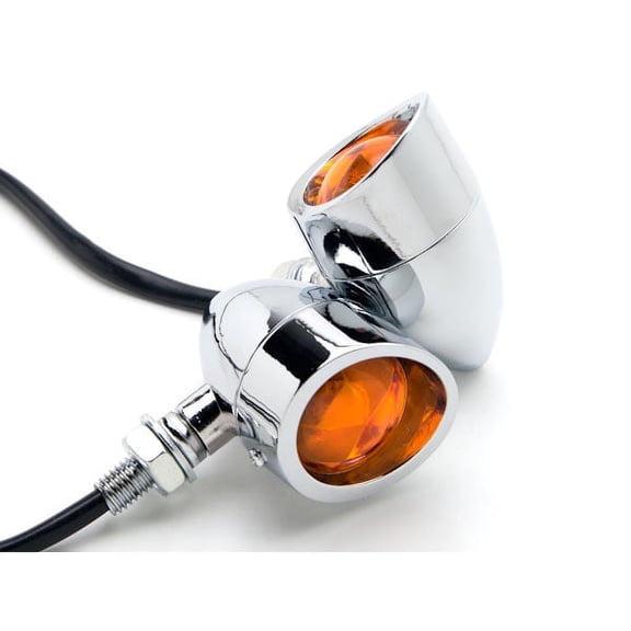 Krator Motorcycle 2 pcs Chrome Amber Turn Signals Lights Compatible with Vespa Sport Sprint Rally Primavera Grande