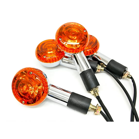 Krator Motorcycle 4 pcs Amber Round Turn Signals Lights Compatible with Harley Davidson FXB Dyna Sturgis 80