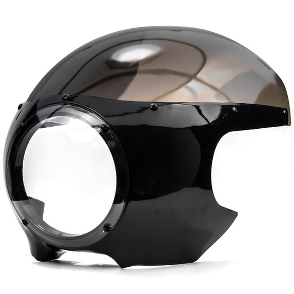 Krator Motorcycle 5-3/4" Headlight Fairing Screen Black & Smoke Retro Cafe Racer Drag Compatible with Harley Davidson Sportster 883 2004-2009