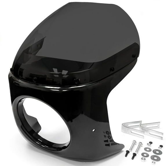 Krator Motorcycle 7 inch Headlight Fairing Screen Black & Smoke Compatible with Yamaha XS 400 550 650 750 850 1000 1100 Virago (Modification Maybe Required)