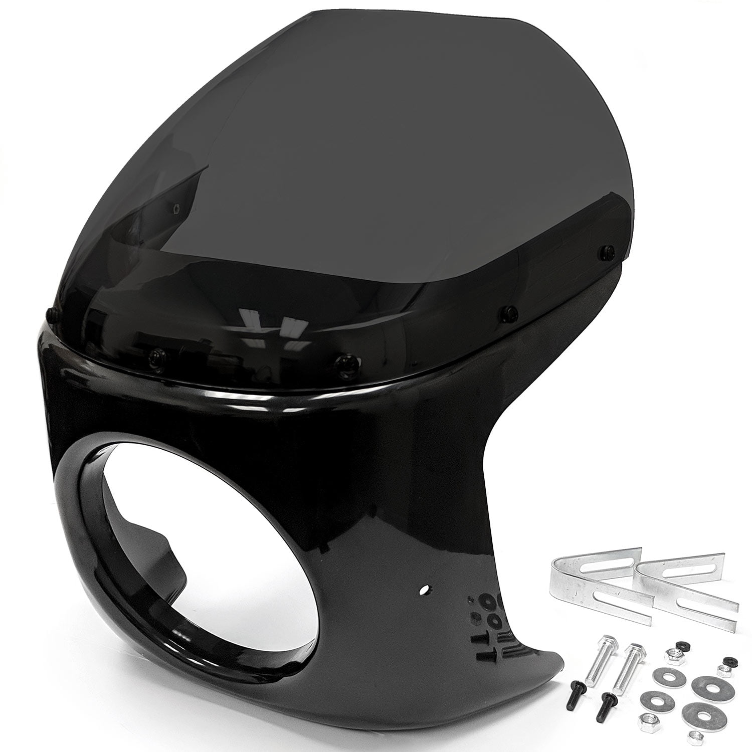 Krator Motorcycle 7 inch Headlight Fairing Screen Black Smoke