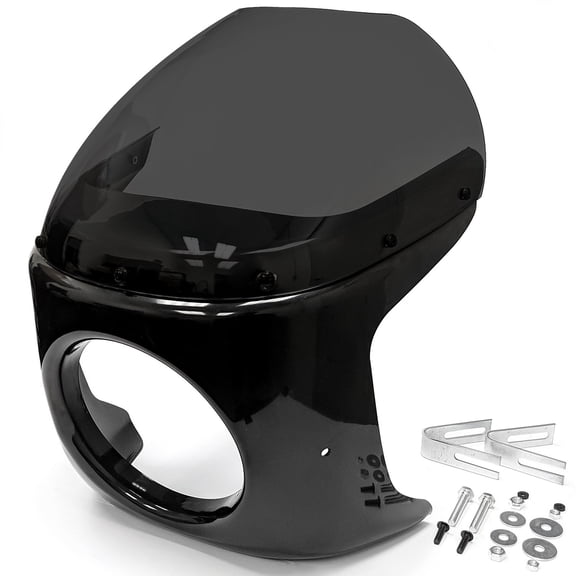 Krator Motorcycle 7 inch Headlight Fairing Screen Black & Smoke Compatible with Honda SL 350 (Modification Maybe Required)