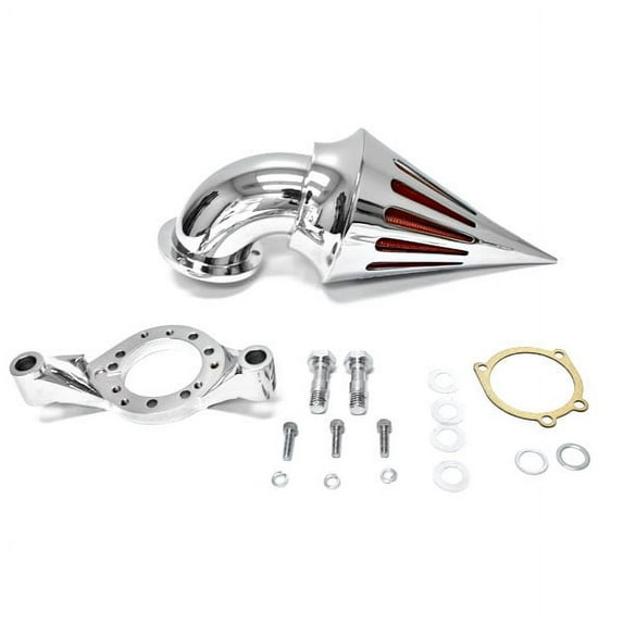 Krator Motorcycle Chrome Spike Air Cleaner Intake Filter Compatible with Harley-Davidson CVO Custom Applications