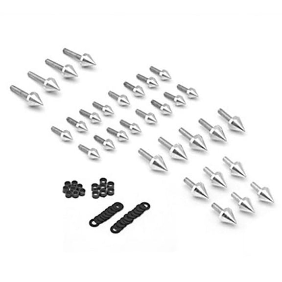 Krator Motorcycle Spike Fairing Bolts Silver Spiked Kit Compatible with 2000 Suzuki GSXR 750