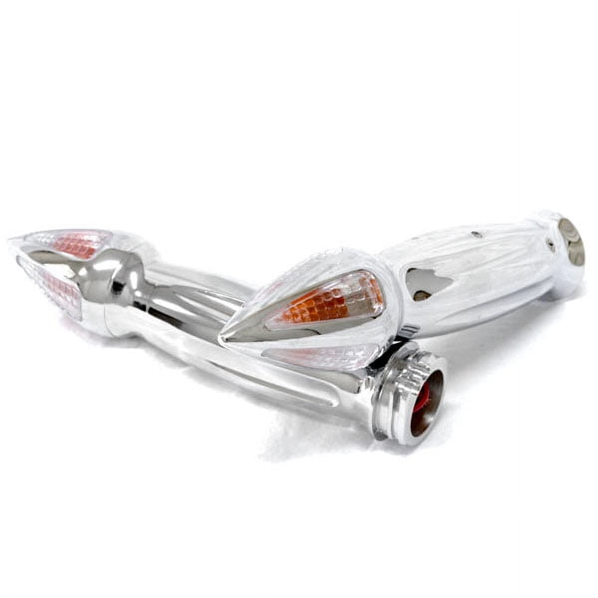 Krator Motorcycle Spiked Turn Signals Bar Ends Chrome Hand Handlebar Grips Chrome Grips Compatible with Cruisers Choppers Harley Davidson Suzuki Kawasaki Yamaha Honda w/ 1" inch Throttle Grip