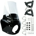 thumbnail image 1 of Krator Motorcycle Windshield & Fairing Complete Kit, Road Warrior Windshield, Compatible with Harley Davidson Dyna and Softail, Motorcycle Accessories, Glossy Black and Clear Windscreen, 15" Height, 1 of 4