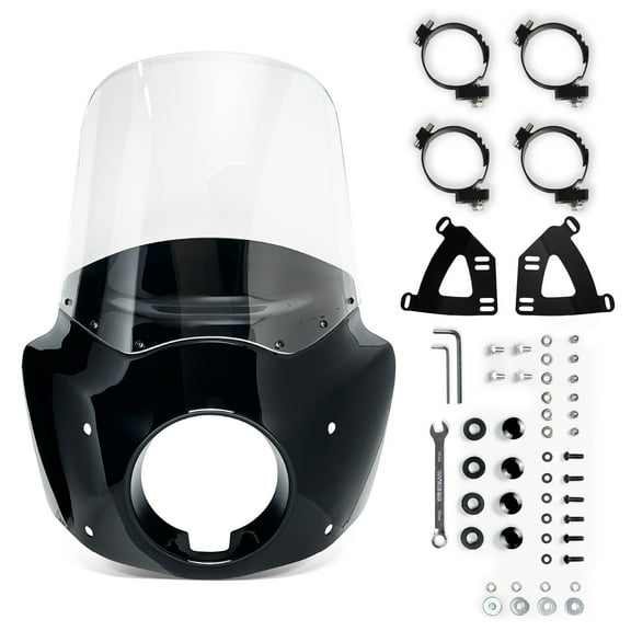 Krator Motorcycle Windshield Fairing & Mounting Kit, Wind Deflector, Motorcycle Accessories Windscreen, Compatible with Harley Davidson FXLRS Low Rider S 2020-2024, Clear, 15" Windshield