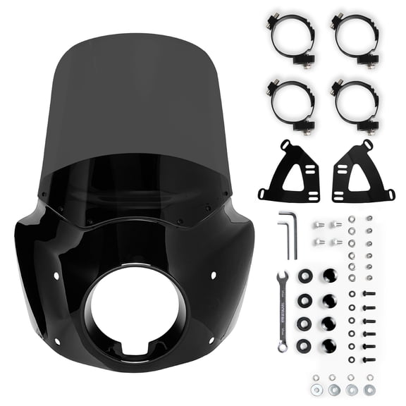 Krator Motorcycle Windshield Fairing & Mounting Kit, Wind Deflector, Motorcycle Accessories Windscreen, Compatible with Harley Davidson FXLRS Low Rider S 2020-2024, Smoke, 15" Windshield