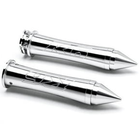 Krator Silver Hand Grips "R6" Logo Spiked Bar Ends Grip Compatible with Yamaha YZFR6 R6S YZF R6