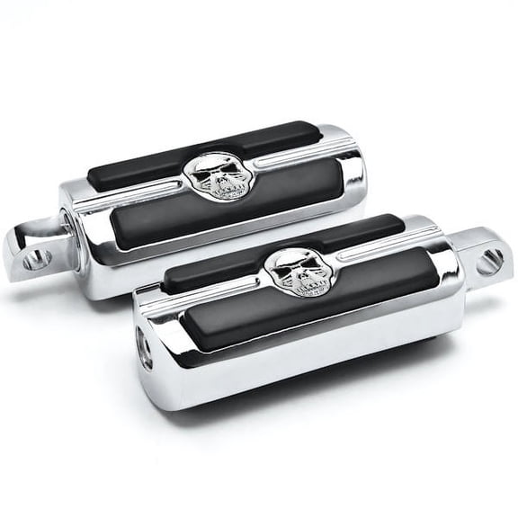 Krator Skull Head Front or Rear Foot Peg Foot Rests Chrome Compatible with Harley-Davidson Sportser Male Peg Mount