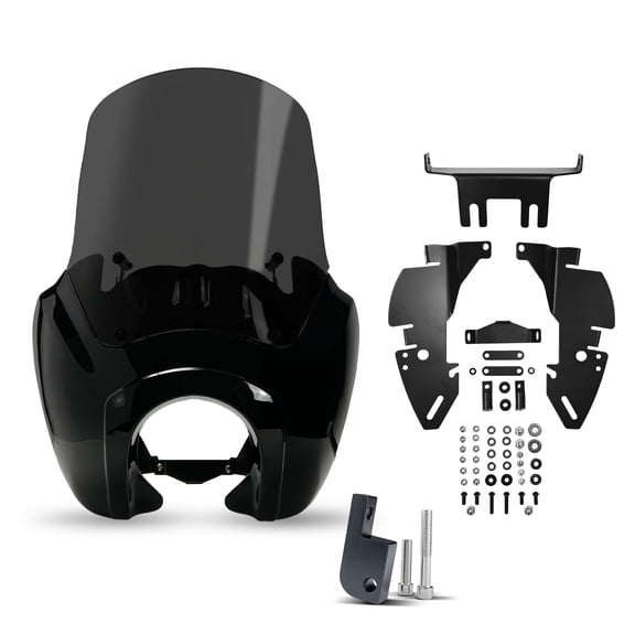 Krator Smoke Motorcycle Windshield Fairing, Headlight Extension Block, Motorcycle Accessories, Compatible with Harley Davidson Dyna, Super Glide T-Sport FXDXT, FXR & Softail FXBB/S, FLSB, FXLR/S