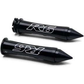 Krator Spiked Hand Grips Compatible with Yamaha R6 w/ Logo R6 is laser etched into the Hand Grips with bar ends sliders