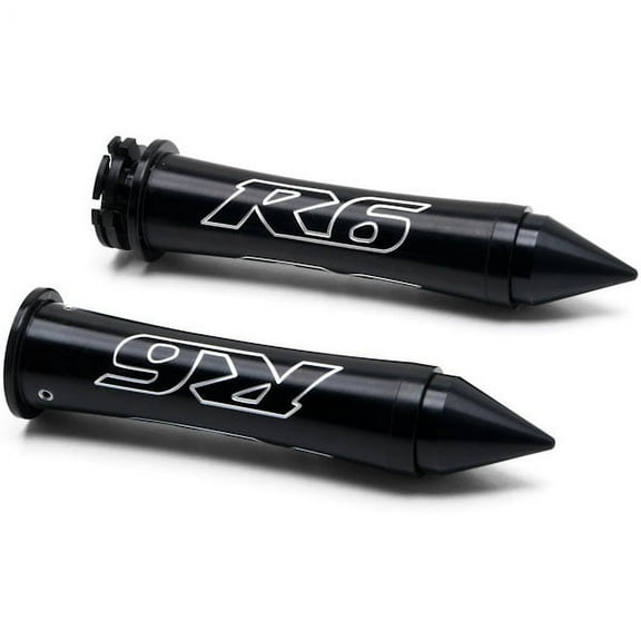 Krator Spiked Hand Grips Compatible with Yamaha R6 w/ Logo R6 is laser etched into the Hand Grips with bar ends sliders